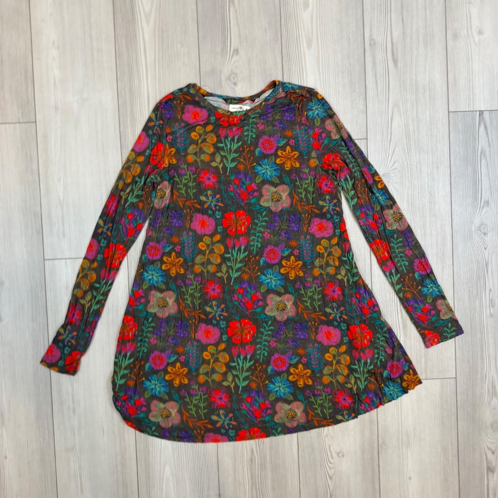 Natural Life Stevie Knit Mini Dress - Rainbow Garden Boho Pockets Medium